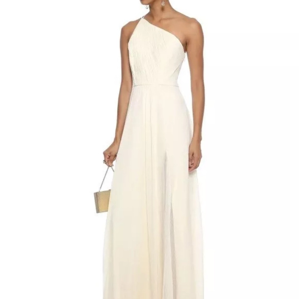 Halston One Shoulder Metallic Gown 10 NWT Wedding